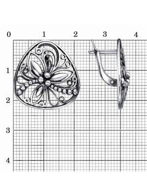 Серьги серебро 925 пробы, покрытие - оксидирование, без вставок