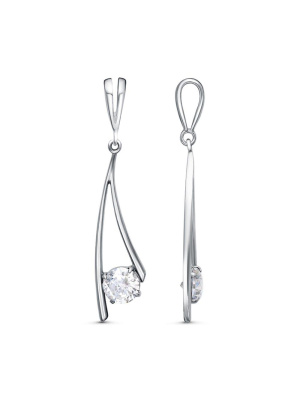 Подвеска серебро 925 пробы, покрытие - платинирование, вставка - фианит (недрагоценный камень)