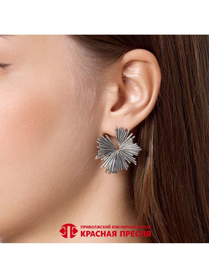 Серьги серебро 925 пробы, покрытие - оксидирование, без вставок