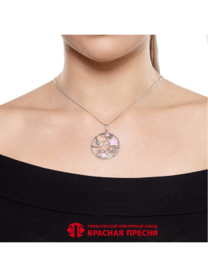 Подвеска серебро 925 пробы, покрытие - оксидирование, отделка - эмаль, без вставок