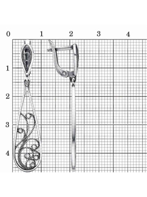 Серьги серебро 925 пробы, покрытие - оксидирование, без вставок