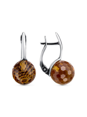 Серьги бижутерия, покрытие - серебрение с оксидированием, вставка - искусственный султанит