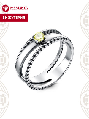 Кольцо бижутерия, покрытие - серебрение с оксидированием, вставка - фианит (недрагоценный камень)