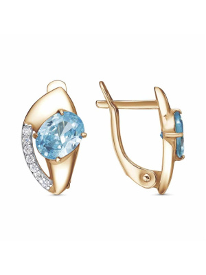 Серьги бижутерия, покрытие - золочение, вставка - фианит (недрагоценный камень)