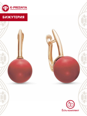 Серьги бижутерия, покрытие - золочение, вставка - имитация жемчуга