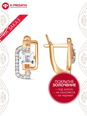 Серьги серебро 925 пробы, покрытие - золочение, выборочное родирование