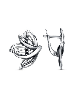 Серьги бижутерия, покрытие - серебрение с оксидированием, без вставок