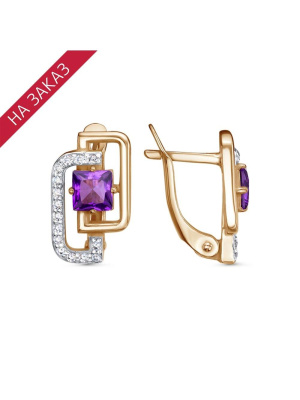 Серьги серебро 925 пробы, покрытие - золочение, выборочное родирование