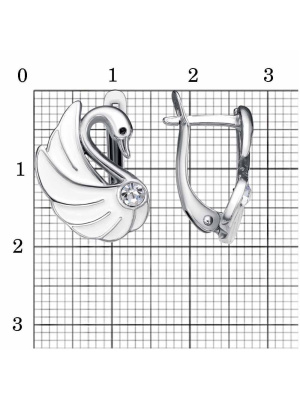 Серьги бижутерия, покрытие - платинирование, отделка - эмаль, вставка - стекло ювелирное preciosa