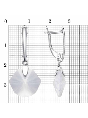 Серьги серебро 925 пробы, покрытие - платинирование, вставка - стекло ювелирное собственной огранки