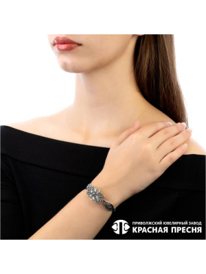 Браслет серебро 925 пробы, покрытие - оксидирование, без вставок