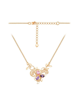 Колье серебро 925 пробы, покрытие - золочение, вставка - фианит (недрагоценный камень)