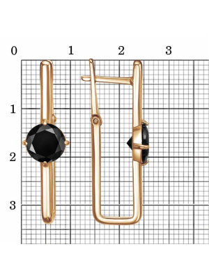 Серьги серебро 925 пробы, покрытие - золочение, вставка - фианит (недрагоценный камень)