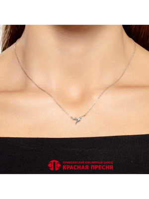 Колье серебро 925 пробы, покрытие - платинирование, без вставок