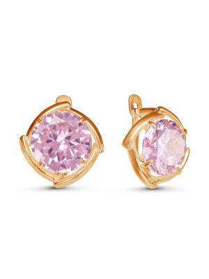 Серьги бижутерия, покрытие - золочение, вставка - фианит (недрагоценный камень)