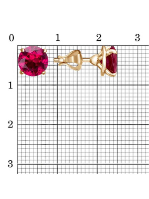 Серьги серебро 925 пробы, покрытие - золочение, вставка - синтетический корунд