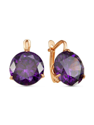 Серьги бижутерия, покрытие - золочение, вставка - фианит (недрагоценный камень)