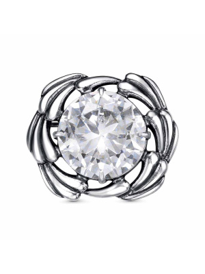 Брошь серебро 925 пробы, покрытие - оксидирование, вставка - фианит (недрагоценный камень)