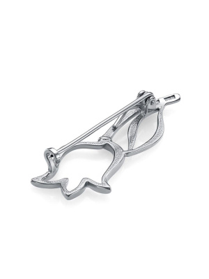 Брошь серебро 925 пробы, покрытие - платинирование, без вставок