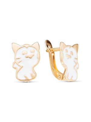 Серьги бижутерия, покрытие - золочение, отделка - эмаль, без вставок