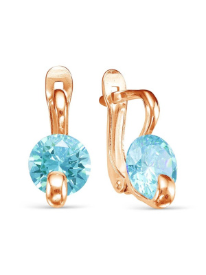 Серьги бижутерия, покрытие - золочение, вставка - фианит (недрагоценный камень)