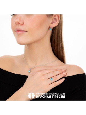 Серьги серебро 925 пробы, покрытие - родирование, вставка - фианит (недрагоценный камень)