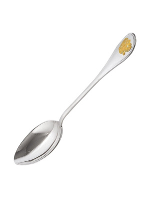 Ложка десертная "отечество" серебро 925 пробы, покрытие - выборочное золочение, без вставок