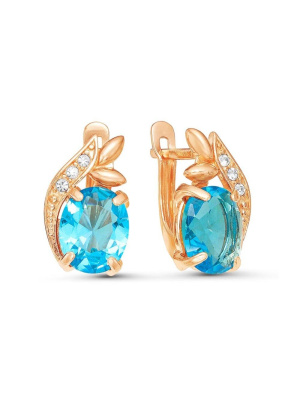 Серьги бижутерия, покрытие - золочение, вставка - стекло ювелирное, стекло ювелирное preciosa