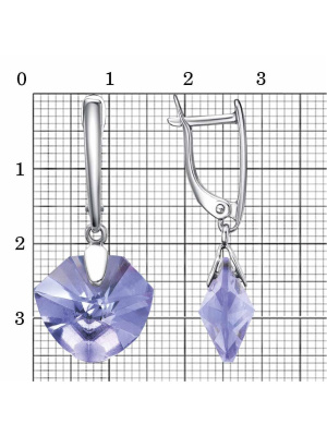 Серьги бижутерия, покрытие - платинирование, вставка - стекло ювелирное собственной огранки