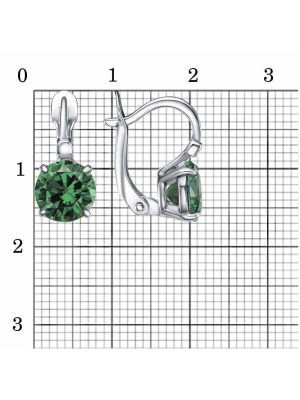 Серьги бижутерия, покрытие - платинирование, вставка - фианит (недрагоценный камень)