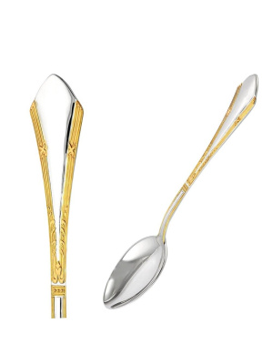 Ложка чайная "элегант" серебро 925 пробы, покрытие - выборочное золочение, без вставок