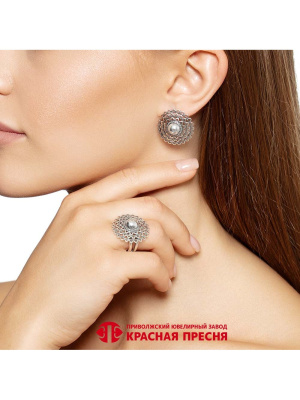 Серьги серебро 925 пробы, покрытие - оксидирование, без вставок