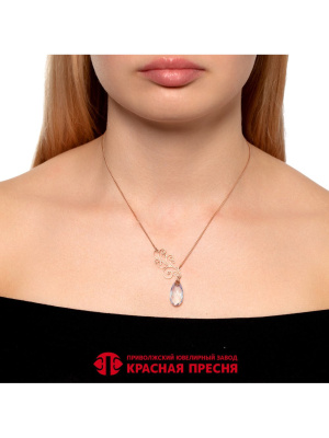 Колье бижутерия, покрытие - золочение, вставка - фианит (недрагоценный камень)