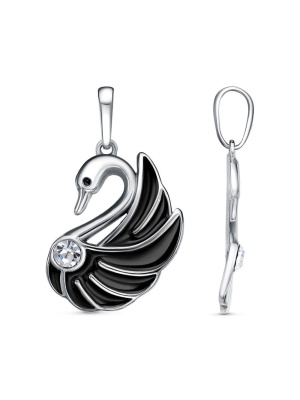 Подвеска бижутерия, покрытие - платинирование, отделка - эмаль, вставка - стекло ювелирное preciosa