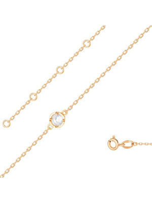 Браслет серебро 925 пробы, покрытие - золочение, вставка - фианит (недрагоценный камень)