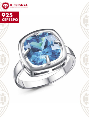 Кольцо серебро 925 пробы, покрытие - платинирование, вставка - фианит (недрагоценный камень)