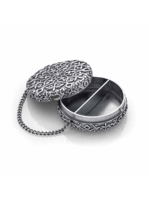 Таблетница бижутерия, покрытие - серебрение с оксидированием, без вставок