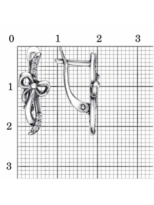 Серьги серебро 925 пробы, покрытие - оксидирование, вставка - фианит (недрагоценный камень)