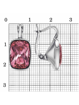 Серьги серебро 925 пробы, покрытие - оксидирование, вставка - ювелирное стекло европейской огранки