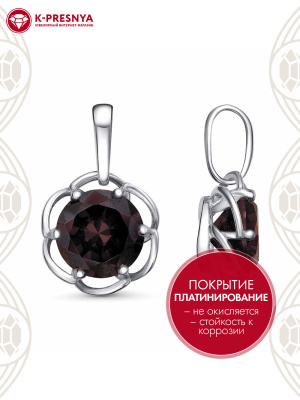 Подвеска бижутерия, покрытие - платинирование, вставка - фианит (недрагоценный камень)