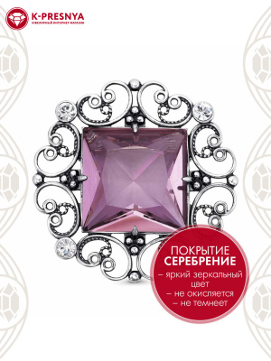 Брошь бижутерия, покрытие - серебрение с оксидированием