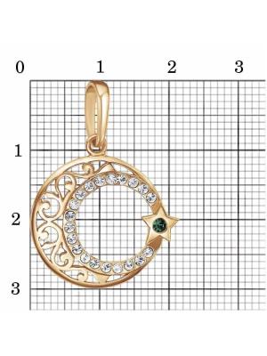 Подвеска бижутерия, покрытие - золочение, вставка - стекло ювелирное preciosa