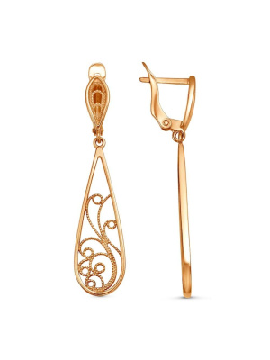 Серьги бижутерия, покрытие - золочение, без вставок