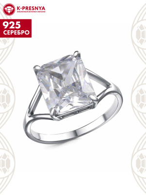 Кольцо серебро 925 пробы, покрытие - платинирование, вставка - фианит (недрагоценный камень)