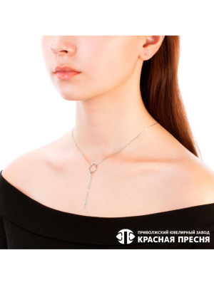 Колье серебро 925 пробы, покрытие - родирование, без вставок