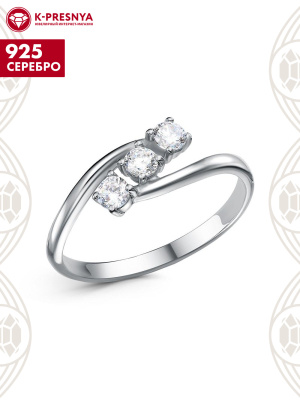 Кольцо серебро 925 пробы, покрытие - платинирование, вставка - фианит (недрагоценный камень)