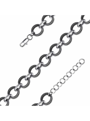 Браслет бижутерия, покрытие - серебрение с оксидированием, без вставок