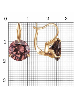 Серьги бижутерия, покрытие - золочение, вставка - фианит (недрагоценный камень)