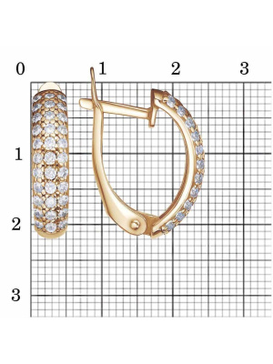 Серьги серебро 925 пробы, покрытие - золочение, вставка - фианит (недрагоценный камень)