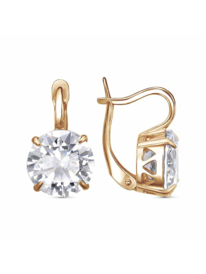 Серьги серебро 925 пробы, покрытие - золочение, вставка - фианит (недрагоценный камень)